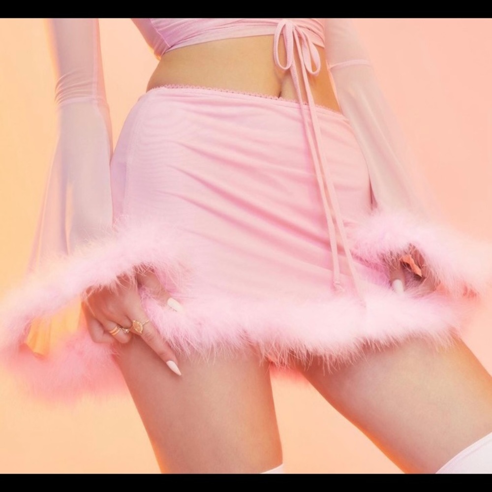 Hollywood dream sugar thrillz fur trim pink skirt